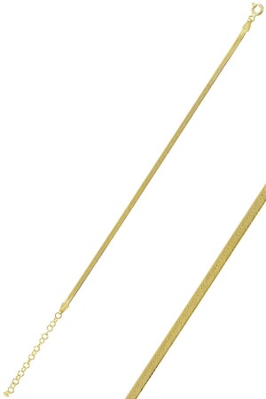 Silver 2-5 Mm Thickness Gold Color Italian Flat Model Bracelet Sgtl10097gold - Söğütlü Silver