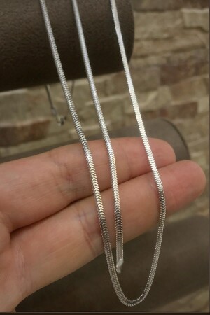 Silver 2.5 mm flat casting snake men's chain necklace and bracelet set hsn2536fy33 - Erer Gümüş
