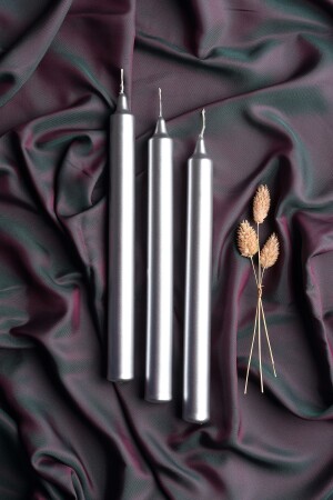 Silver 3-Piece Candlestick Bright Candle Metallic Coated Body 1. Quality Long Rod Taper - Mba Decor Metal Bending Art