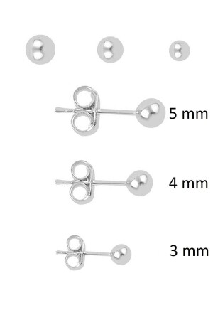 Silver 3 Size Ball Combination Earrings - Söğütlü Silver