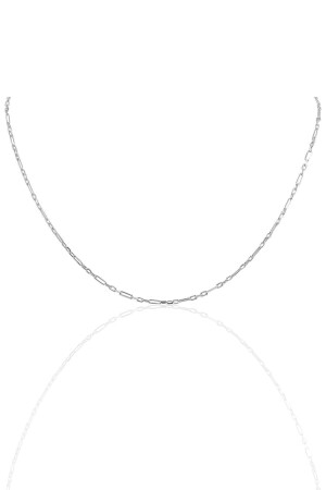 Silver 60 Cm Rhodium Interleaved Figaro Chain Sgtl10101 rhodium SGTL10101 - Söğütlü Silver
