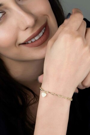Silver Bracelet with Gold Plated Heart Pendant - Else Silver