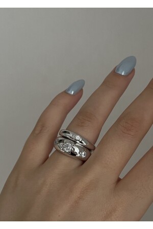 SILVER COLOR 2-STAR RING - Kiligistanbul