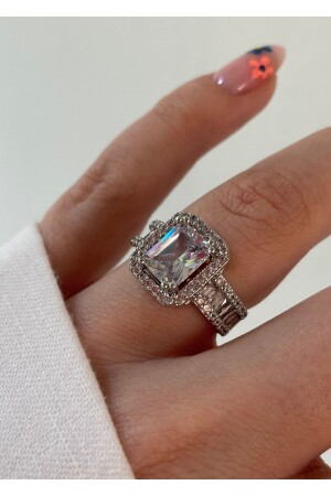 Silver Color Baguette Ring dop12378031igo - KİLİGİSTANBUL