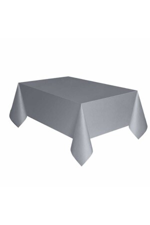 Silver Color Disposable 120x180 Cm Plain Silver Color Plastic Gray Tablecloth For Birthday Party - Huzur Party Store