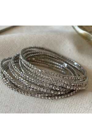Silver Color Flexible Waterway Bracelet with Zircon Stone - Aksesuar