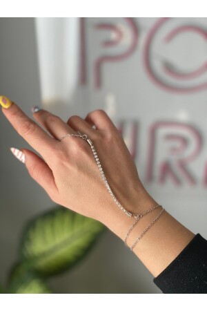 Silver Color Hand Accessory with Crystal Stone - Pop Up Store
