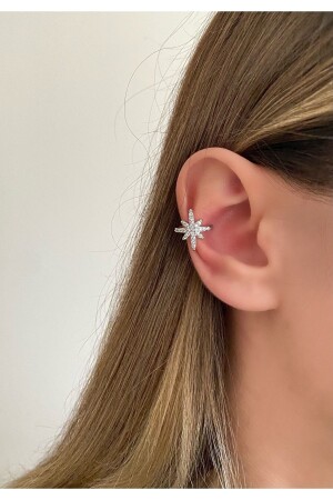 Silver Color North Star Detailed Cartilage Earring - Okkostore