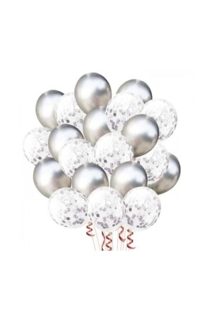 Silver Confetti Balloon Set 20 Pieces - Balonevi