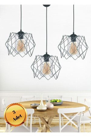 Silver Design Smoked Mica Multi Square Living Room Kitchen Bathroom Bedroom Children's Room Entrance Chandelier (3 PCS) AVZ010 - MHK Collection