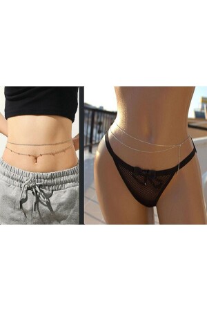 Silver Double Flat Waist Chain and Double Flat + Bulk Body Jewelry Body Necklace Set (Size Adjustable) - Classy