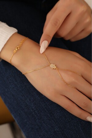 Silver Fatima Hand Shahmeran 925 Sterling Silver 14k Gold Plated Bracelet Shahmeran - Linove Jewellery