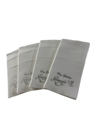 Silver Gilded White Welcome Ramadan Pocket Touch Napkin 12 Pcs 40x40 - Kidspartim