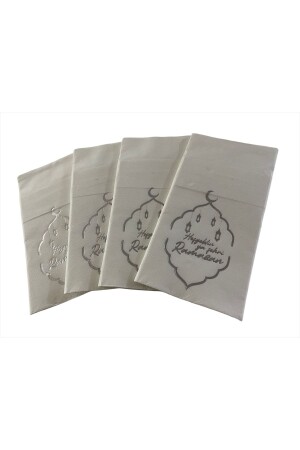 Silver Gilded White Welcome Ya City Ramadan Pocket Touch Napkin 12 Pcs New Model - Kidspartim