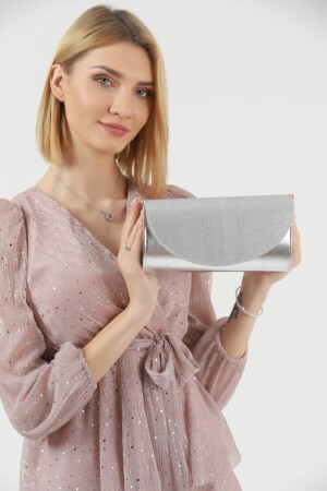 Silver Glitter Evening Dress Bag Portfolio Clutch Bag - Efnanstore
