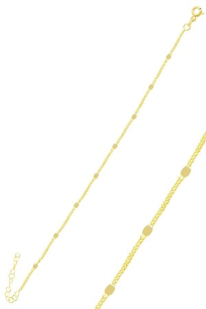 Silver Gold Gilded Sequin Gourmet Chain Bracelet - Söğütlü Silver