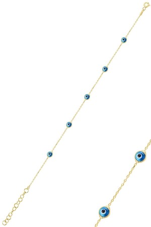 Silver Gold Glass Eye Gilded Evil Eye Silver Bracelet - Söğütlü Silver
