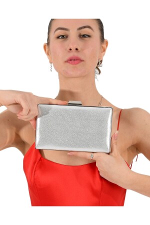 Silver Lame Color Plastering Satin Evening Bag Evening Bag Wedding Bag 135 Plastering - Biçanta
