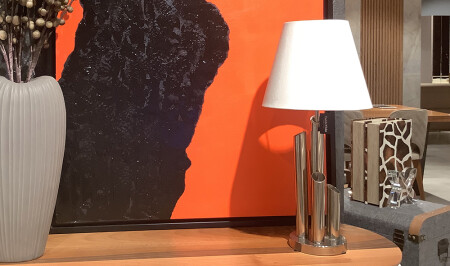 Silver Lampshade with White Hat - 20211 - Cadde Yıldız