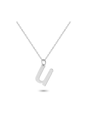 Silver Letter U Necklace GLGEG0598 - Glorria