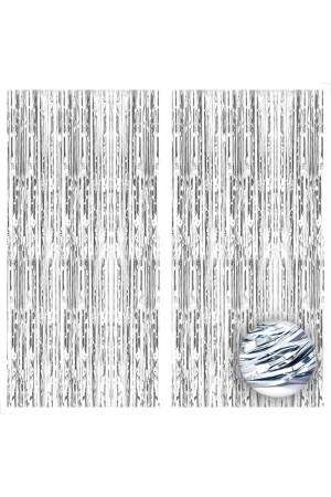 Silver Metalized Foil Tassel Door Curtain Wall Backdrop Decoration Self Taped - Paparti
