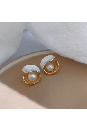 Silver Needle French Drop Geometric Studded Elegant Pearl Earrings - Nice For You