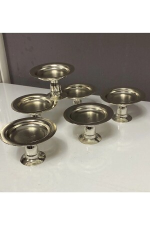 Silver Plated 6-Piece Turkish Delight Bowl - Coffee Serving Holder and Mini Macaron Holder - Fiyakalı Ürünler Atölyesi