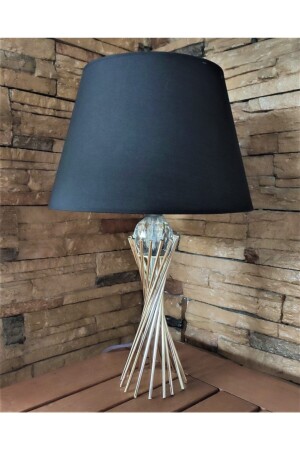 Silver Plated Twirl Metal Leg Crystal Glass Ball Lampshade Table Lamp with Black Fabric Hat PRA-4887490-7472 - 365GUNSERİSONU