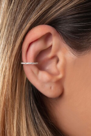Silver Plated White Zircon Stone Eternity Cartilage Earring - Bilsen Store