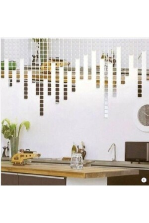 Silver Plexi Decorative Entrance Bathroom Ornamental Mosaic Mirror 200 Pieces 3 cm * 3 cm - Abaküs