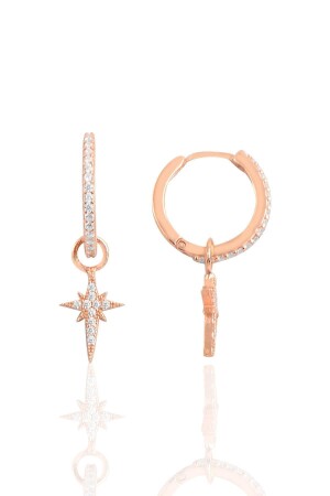 Silver Pole Star Hoop Earring - Söğütlü Silver