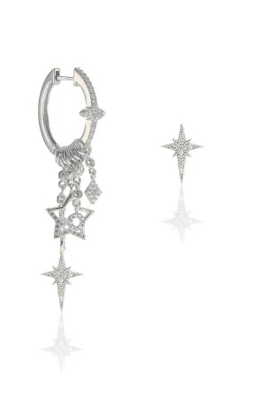 Silver Pole Star Model Lucky Earring - Söğütlü Silver