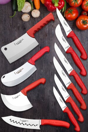 Silver Professional 10 Piece Kitchen Knife Set Meat Bread Vegetable Fruit Onion Pastry Chef Knife Set225 - LAZBİSA