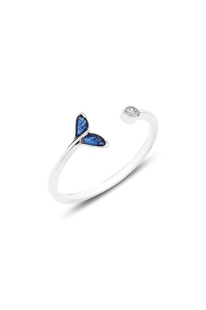 Silver Rhodium and Zircon Stone Enamel Adjustable Ring - Söğütlü Silver