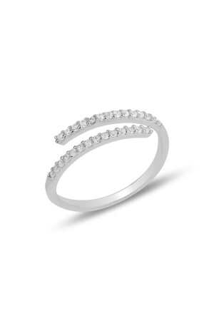 Silver Rhodium and Zircon Stone Top Adjusting Ring - Söğütlü Silver