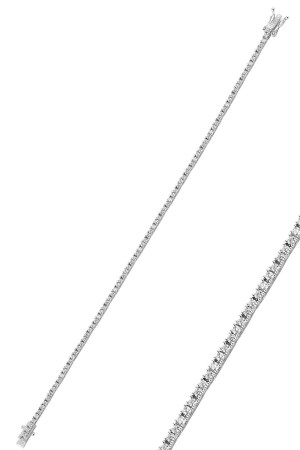 Silver Rhodium and Zircon Stone Waterway Bracelet. - Söğütlü Silver