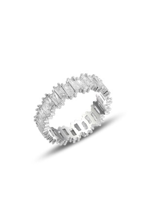 Silver Rhodium Baguette Stone Eternity Ring - Söğütlü Silver