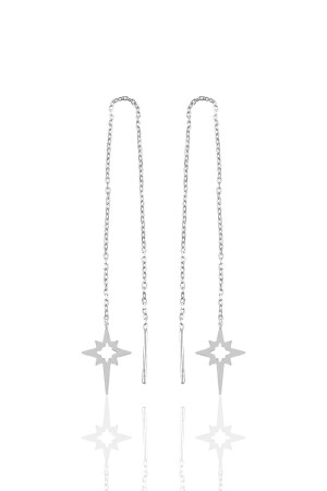Silver Rhodium Polar Star Silver Chain Earrings SGTL10607 - Söğütlü Silver