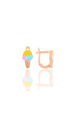 Silver Rose Enameled Ice Cream Children's Earring - Söğütlü Silver
