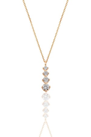 Silver Rose Zircon Stone Diamond Model Sparkle Necklace SGTL10631 - Söğütlü Silver