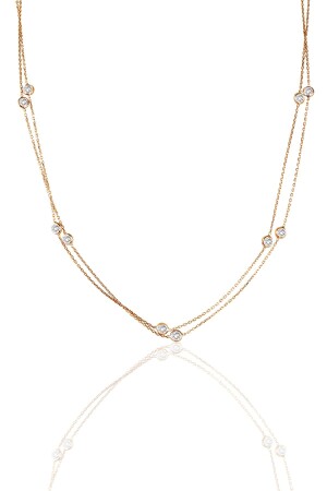 Silver Rose Zircon Stone Row Necklace SGTL10506 - Söğütlü Silver