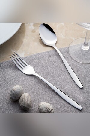 Silver Sahra Plain 60 Piece Family Fork Spoon Set BAGLI02776 - Nehir