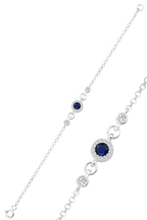 Silver sapphire and zircon stone bracelet SGTL12321SAFIR - Söğütlü Silver