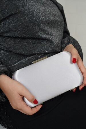 Silver Satin Oval Model Evening Dress Women's Bag SCX00BYKKTK - LULE BAGS