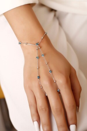 Silver Shahmaran with Light Blue Color Eye Evil Eye Ball - Sariaslan