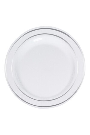 Silver Striped Mica Plate 6 Pieces 23 Cm - Partioutlet