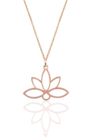 Silver Symbol of Eternal Life Lotus Flower Necklace Sgtl10085rose SGTL10085 - Söğütlü Silver