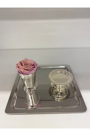 Silver Tray, Turkish Delight Bowl, Rose Bucket Set 3-Piece TRAY-3 - LAL DEKOR