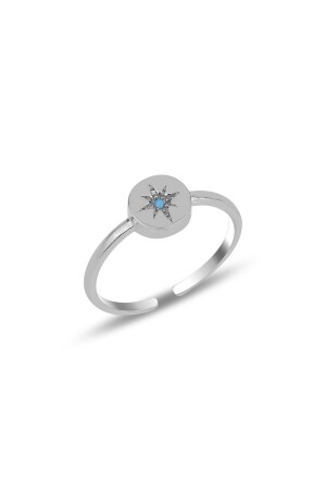 Silver Turquoise Stone Pole Star Adjustable Ring - Söğütlü Silver