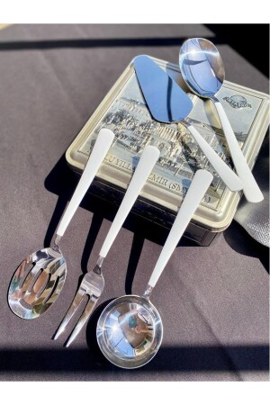 Silver White 5 Piece Sauce Ladle Set Serving Set - Dame Marie